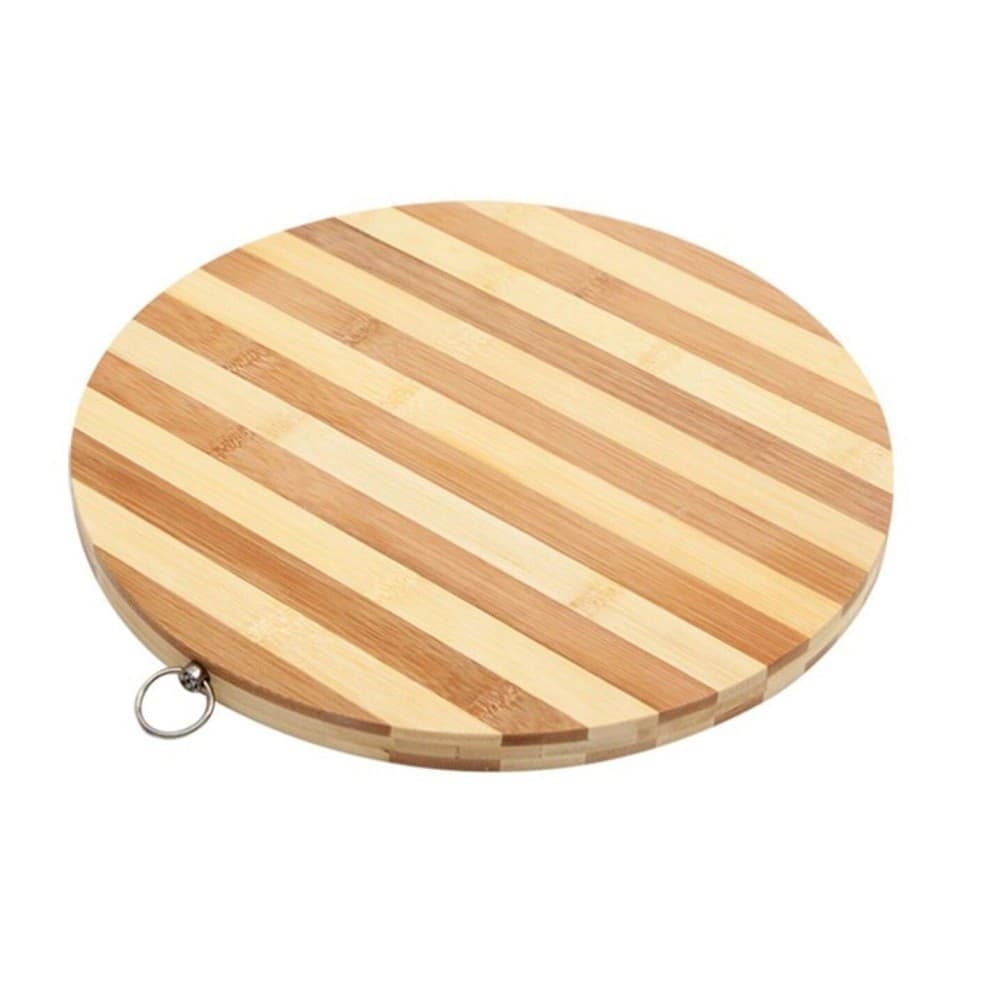 TAGLIERE BAMBU’ LEGNO BAMBOO NATURALE TAVOLA AFFETTARE CUCINA ROTONDO 32CM 58376 - 2