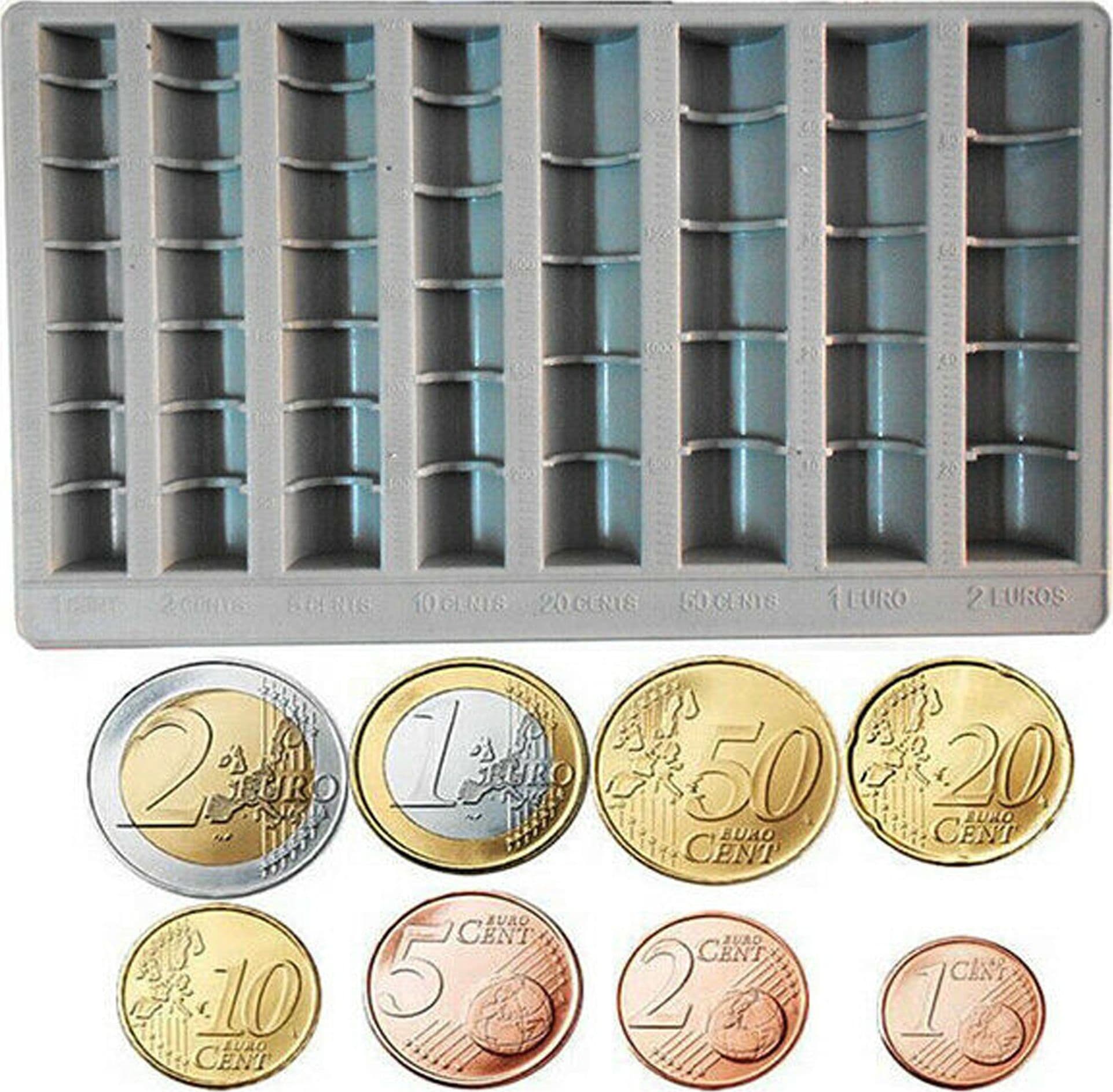 VASSOIO PORTA MONETE DIVISORE CLASSIFICATORE SOLDI IN PLASTICA CON 8 SETTORI