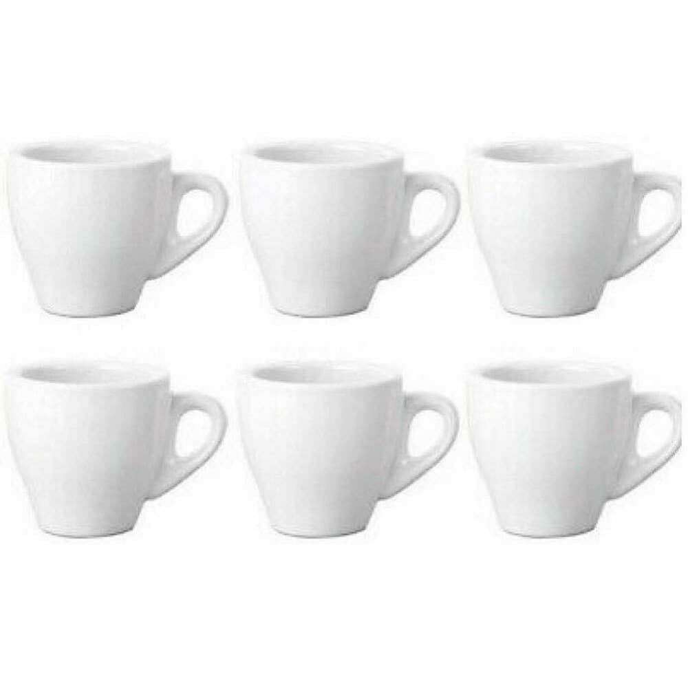 SET 6 TAZZINE SERVIZIO DA CAFFE TAZZINA ALTA IN CERAMICA BIANCA DA CUCINA - 3