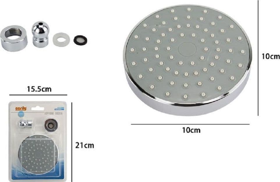 SOFFIONE DOCCIA ROTONDO DIAMETRO 10 CM UGELLI FORI BAGNO MISCELATORE 59163 - 2