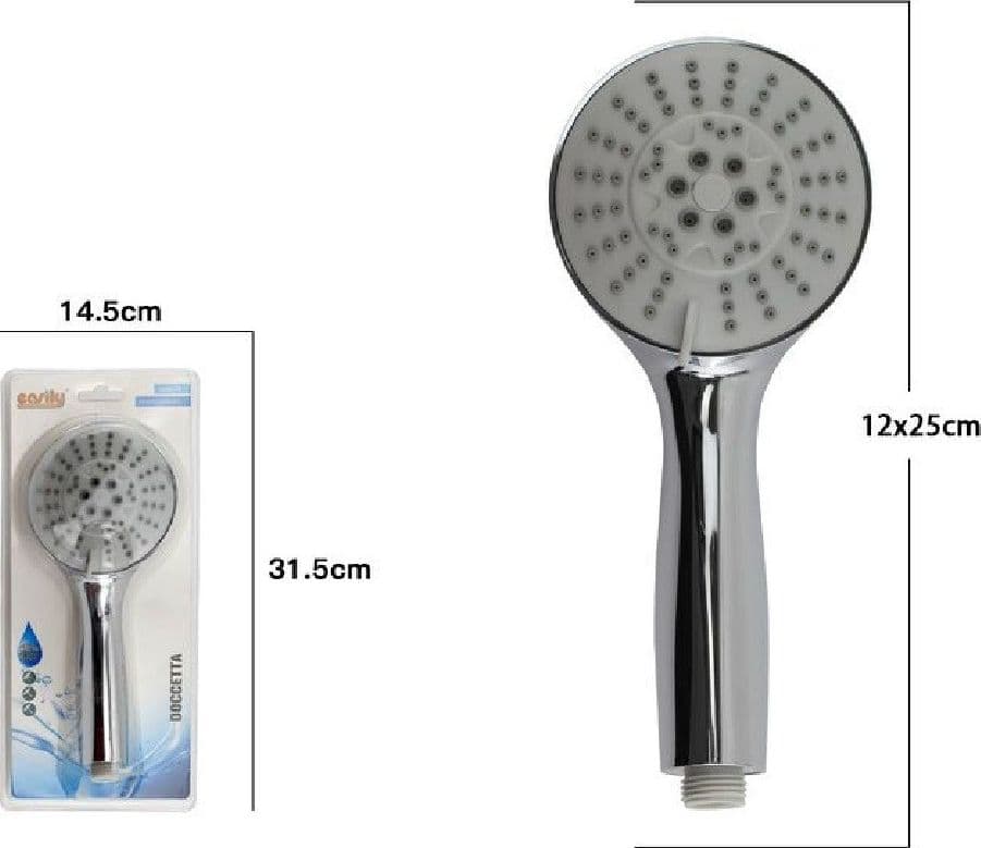 DOCCETTA DOCCINO ROTONDO BAGNO SOFFIONE DOCCIA CORNETTA MODERNO 25 X 12 CM 69105 - 2