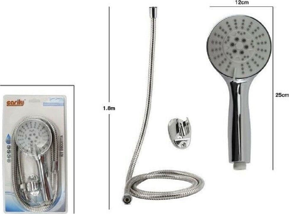 KIT DOCCETTA TONDA BAGNO DOCCINO SOFFIONE DOCCIA CON LACCIO 1,8MT STAFFA 69106 - 2