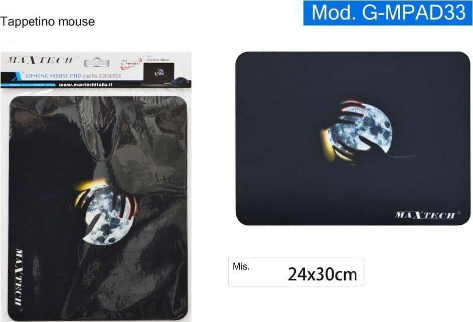 TAPPETINO MOUSE PAD GAMING TAPPETO PER PC LUNA TRA LE MANI ANTISCIVOLO G-MPAD33 - 2