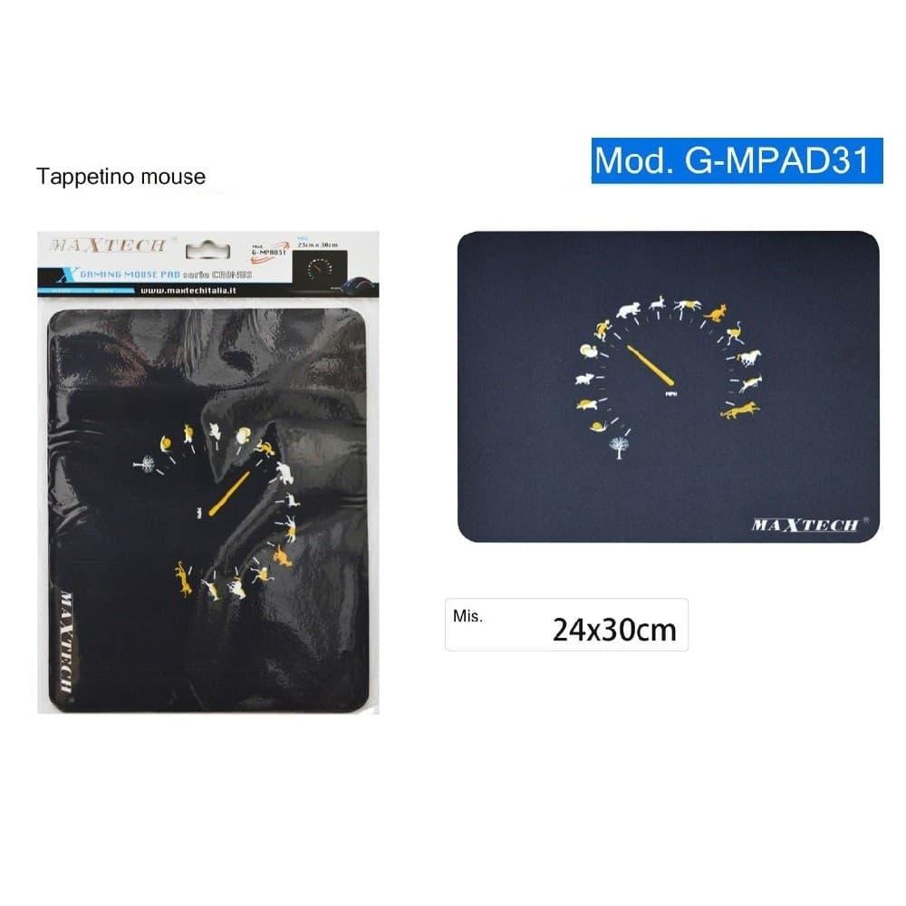 TAPPETINO MOUSE PAD GAMING TAPPETO PER PC CRONOMETRO VELOCITA' ANIMALI G-MPAD31 - 2
