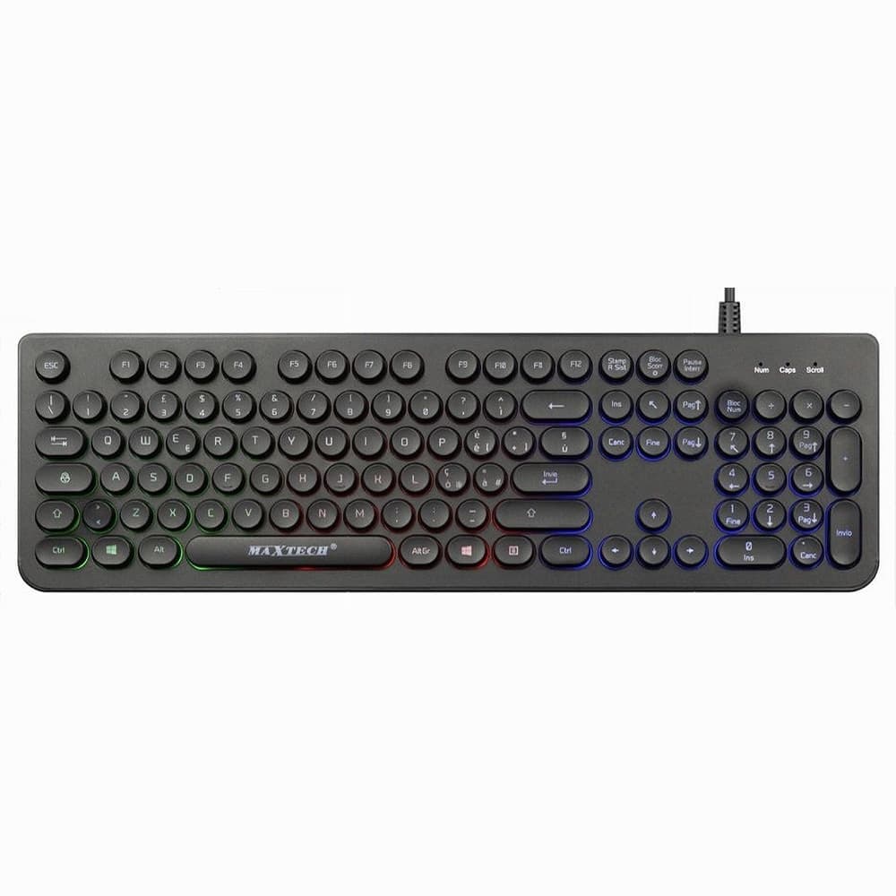 TASTIERA CON FILO RGB RETROILLUMINATA TASTI ROTONDI USB LAYOUT ITALIANO EK-385M - 4