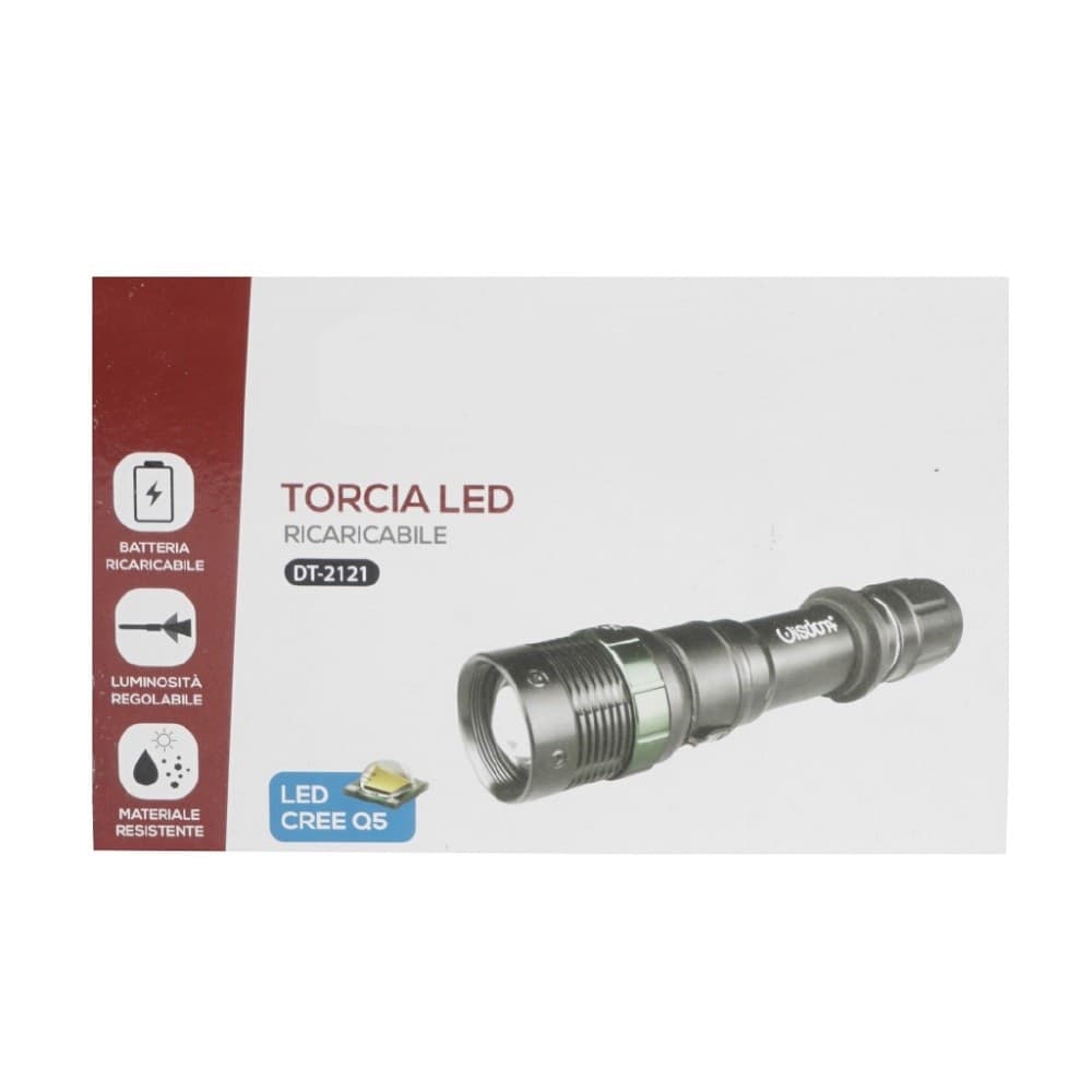TORCIA LED CREE Q5 RICARICABILE PER CASA CAMPEGGIO ESCURSIONI CON GANCIO DT-2121 - 6