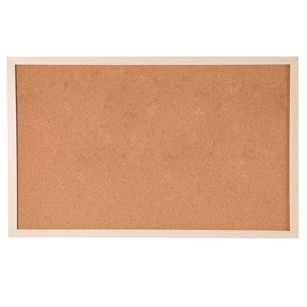 PANNELLO BACHECA DA PARETE IN SUGHERO CON CORNICE LEGNO 60 X 90 CM + 6 PUNTINE - 3