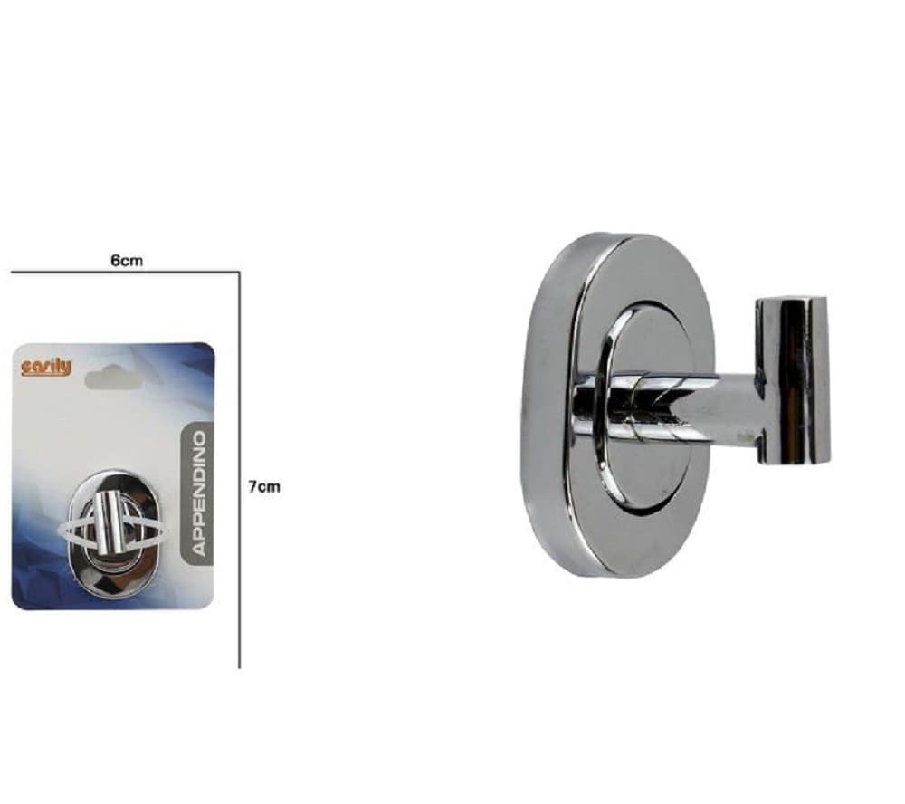 APPENDINO GANCIO PORTA ASCIUGAMANI ACCAPPATOIO CROMATO BAGNO 1 POSTO MURO 69178 - 2