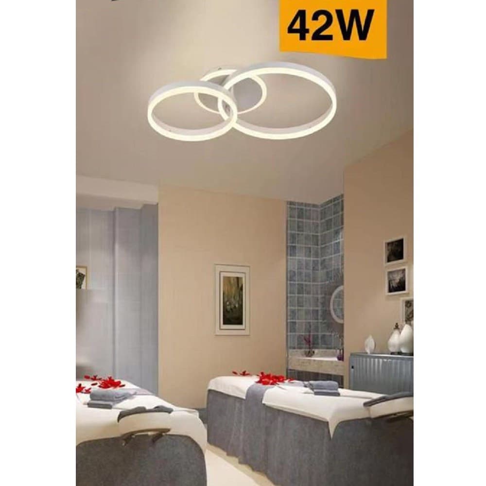 PLAFONIERA LED 42 W LAMPADARIO C35 BIANCO MODERNO CERCHI LUCE 4000K 6500K 3000K - 6