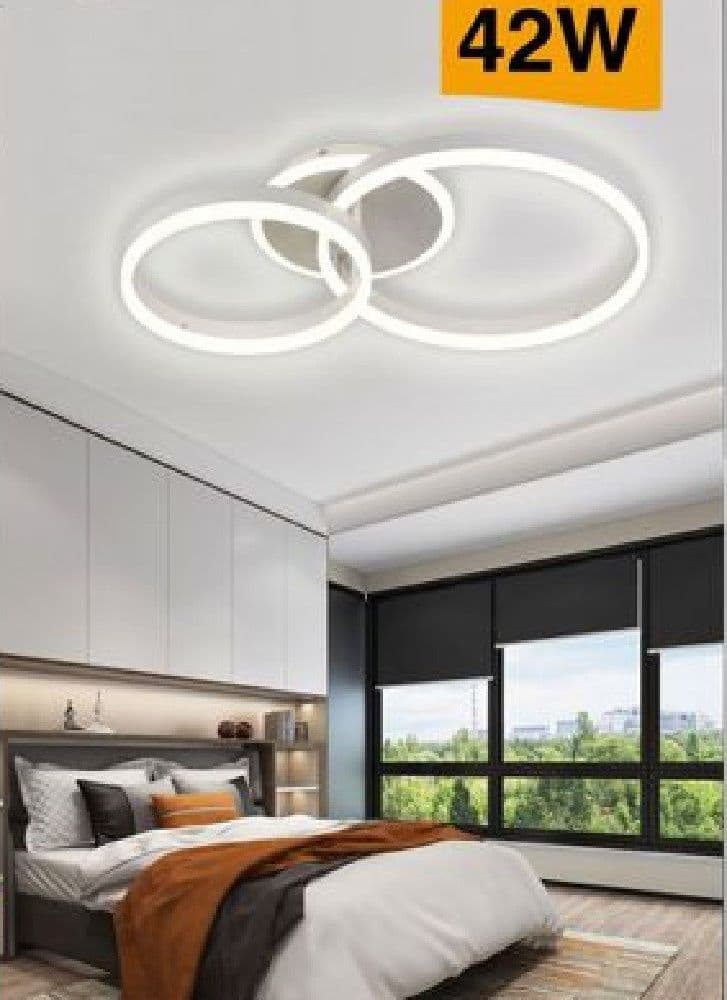 PLAFONIERA LED 42 W LAMPADARIO C35 BIANCO MODERNO CERCHI LUCE 4000K 6500K 3000K - 2
