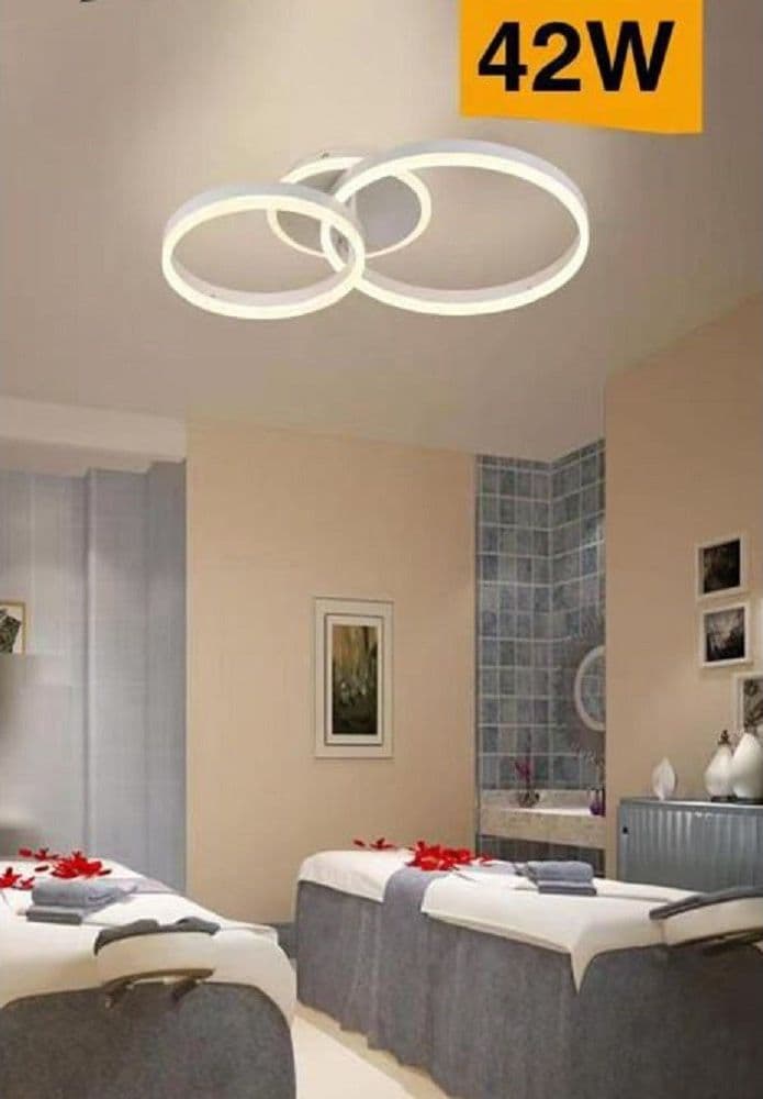 PLAFONIERA LED 42 W LAMPADARIO C35 BIANCO MODERNO CERCHI LUCE 4000K 6500K 3000K - 4