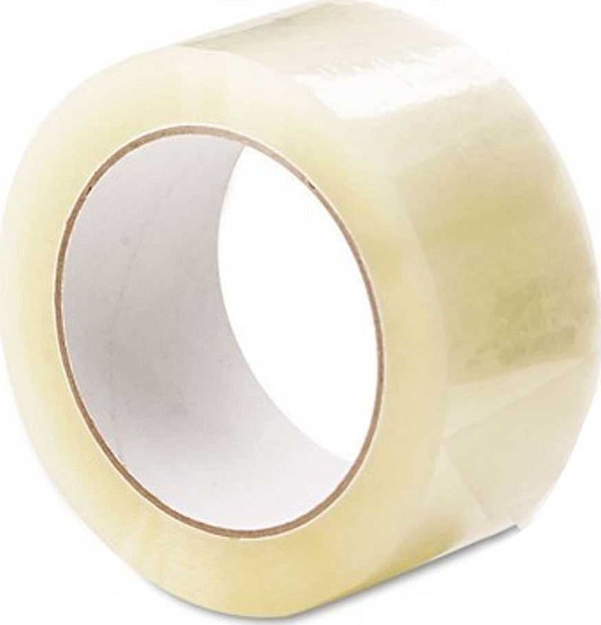 SET 6 NASTRI ADESIVI 50 MM X 66 MT CON ETICHETTA NASTRO IMBALLAGGIO TRASPARENTE - 2