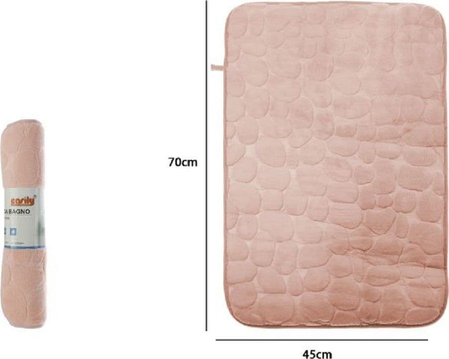 TAPPETO TAPPETINO IN TESSUTO EFFETTO SASSI PER ARREDO BAGNO 45 X 70CM 79928 ROSA - 2