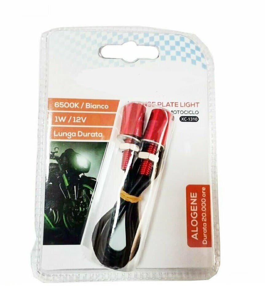 KIT 2PZ LUCE A LED ALOGENE PER TARGA MOTO MOTOCICLO LUCE BIANCA 6500K 1W XC-1310 - 2