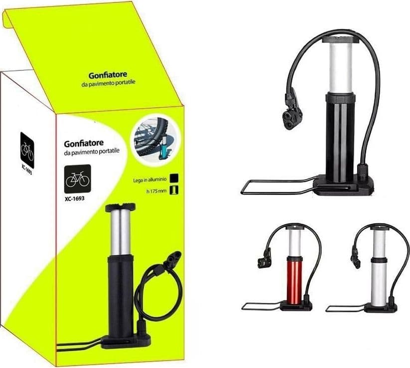 POMPA GONFIATORE MANUALE MULTIFUNZIONE RUOTE BICI BICICLETTA PORTATILE XC-1693