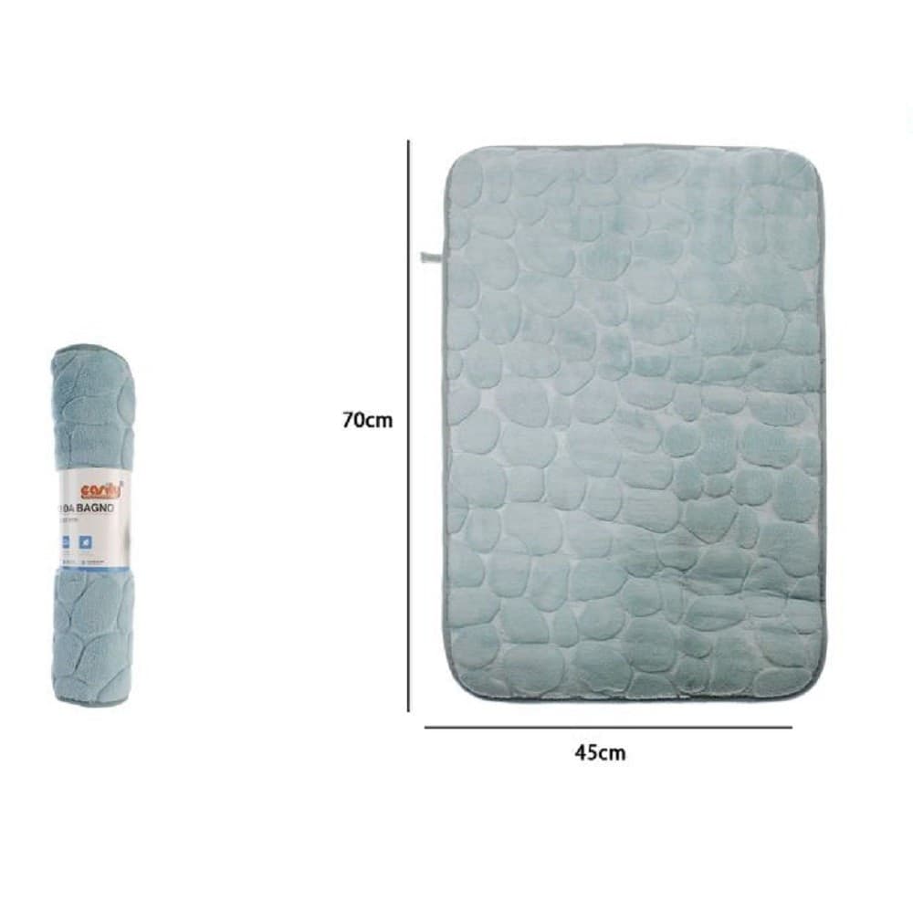 TAPPETO TAPPETINO TESSUTO EFFETTO SASSI PER ARREDO BAGNO 45 X 70CM 79931 AZZURRO - 2