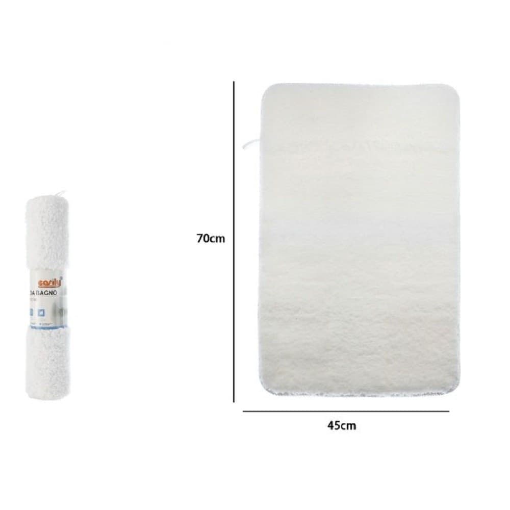 TAPPETO TAPPETINO IN TESSUTO MORBIDO PER ARREDO BAGNO 45 X 70 CM BIANCO 79921 - 2