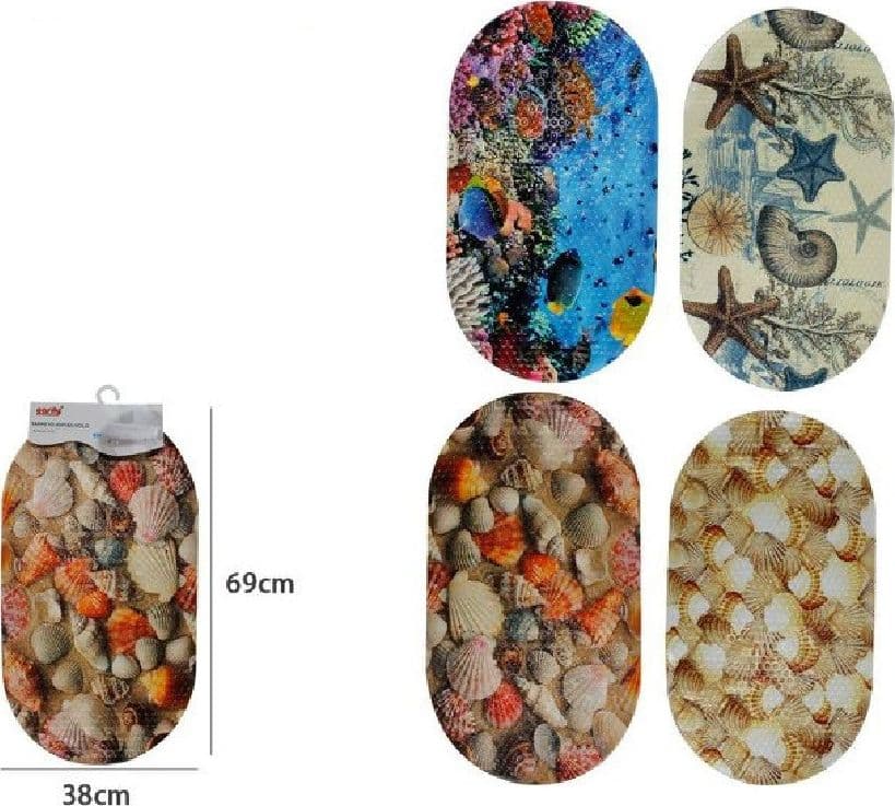 TAPPETO TAPPETINO ANTISCIVOLO ARREDO BAGNO TEMA MARINO CONCHIGLIE 38X69CM 59501 - 2