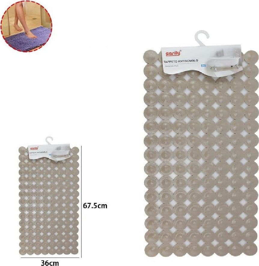 TAPPETO TAPPETINO IN PVC ANTISCIVOLO PER VASCA DA BAGNO DOCCIA 67.5 X 36CM 59611 - 2