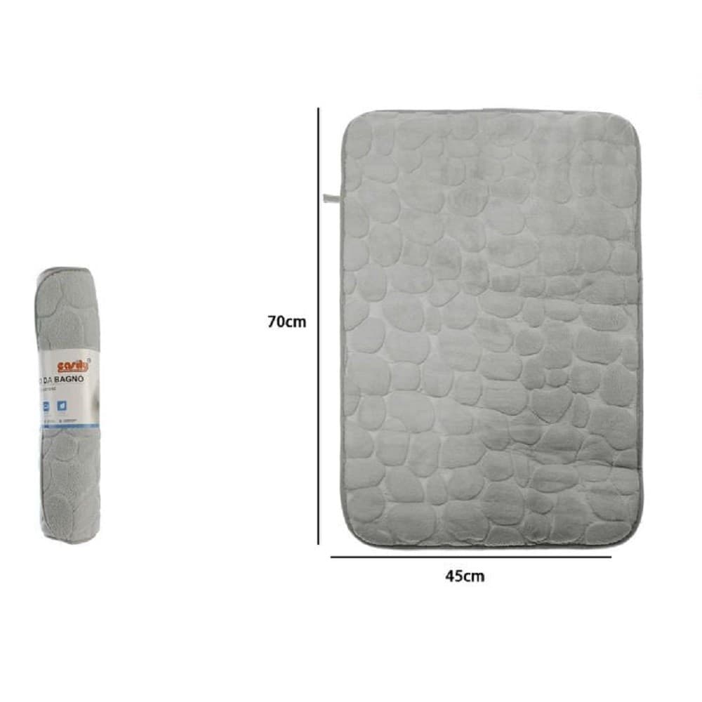TAPPETO TAPPETINO IN TESSUTO EFFETTO SASSI PER ARREDO BAGNO 45X70CM 79932 GRIGIO - 2