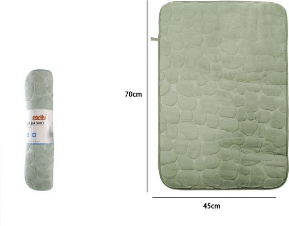 TAPPETO TAPPETINO IN TESSUTO EFFETTO SASSI PER ARREDO BAGNO 45X70 CM 79929 VERDE - 2