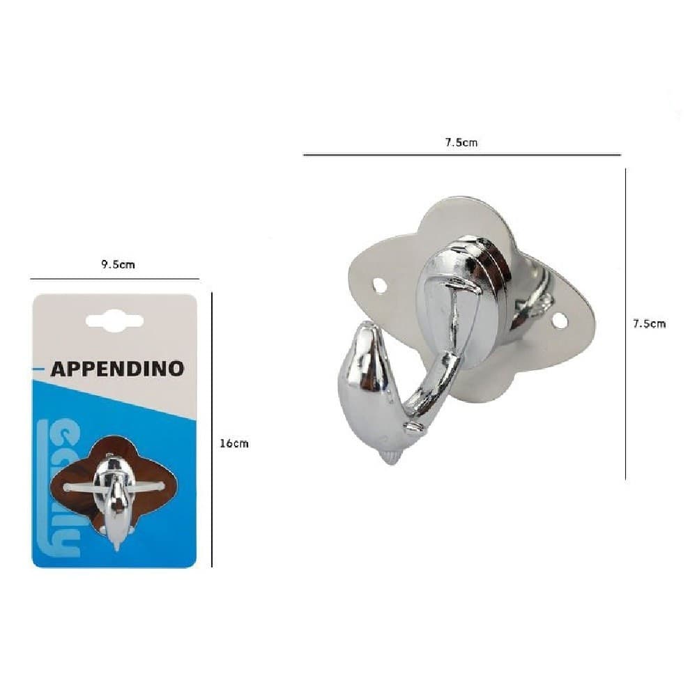APPENDINO GANCIO APPENDI PORTA ASCIUGAMANO 1 POSTO BAGNO A DELFINO 7.5 CM 52178 - 2