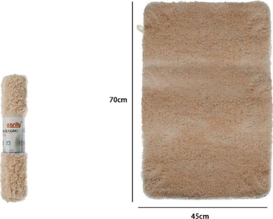 TAPPETO TAPPETINO IN TESSUTO MORBIDO PER ARREDO BAGNO 45X70CM COLORE BEIGE 79924 - 2