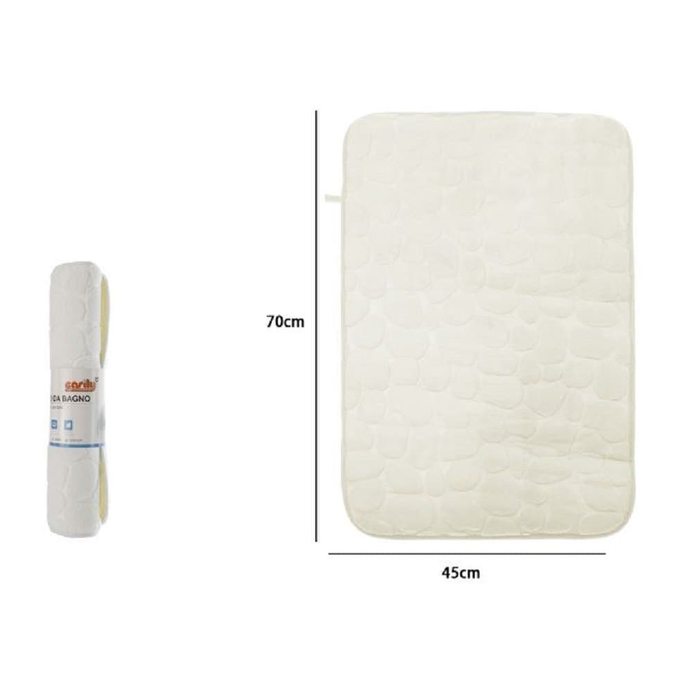 TAPPETO TAPPETINO IN TESSUTO EFFETTO SASSI PER ARREDO BAGNO 45X70CM 79927 BIANCO - 2
