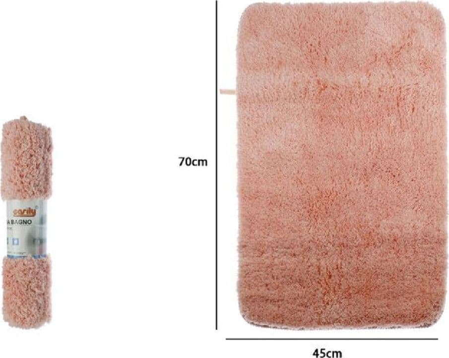 TAPPETO TAPPETINO IN TESSUTO MORBIDO PER ARREDO BAGNO 45X70 CM COLORE ROSA 79922 - 2