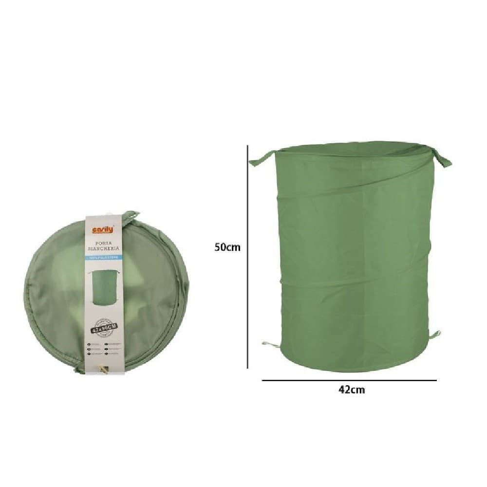 CESTO CONTENITORE PORTA BIANCHERIA BUCATO GIOCHI PIEGHEVOLE 42X50 CM VERDE 79852 - 2