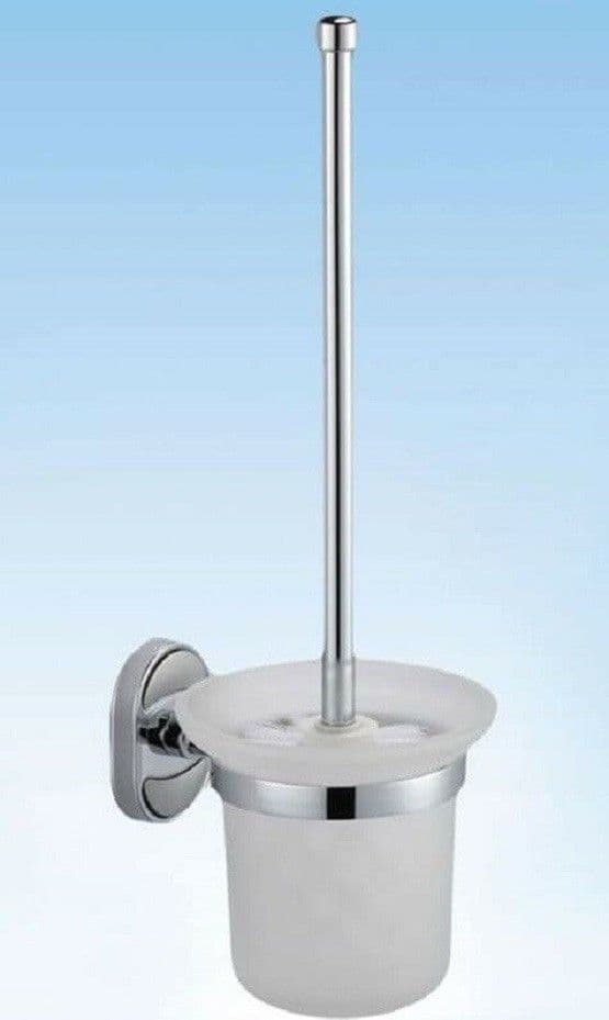 PORTA SCOPINO WC COMPLETO VETRO SATINATO FISSAGGIO A PARETE BAGNO OVALE 52017 - 3