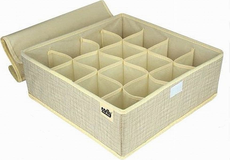 PORTA OGGETTI TESSUTO ORGANIZER CONTENITORE BIANCHERIA 16 POSTI 32X32X12CM 69719 - 4