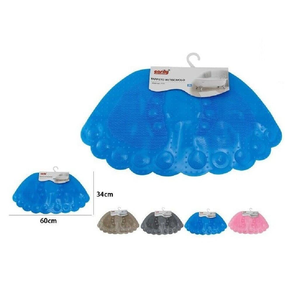 TAPPETO TAPPETINO PVC FORMA PIEDI ANTISCIVOLO VASCA BAGNO DOCCIA 60X34 CM 59631 - 2