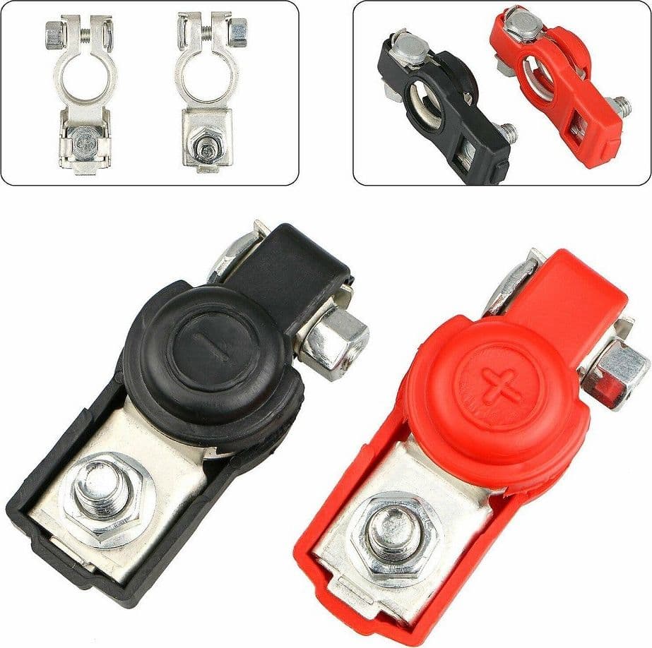 SET 2PZ TERMINALI BATTERIA FURGONE COPPIA CLIP PER AUTO RICAMBI MORSETTI XC-1075 - 2