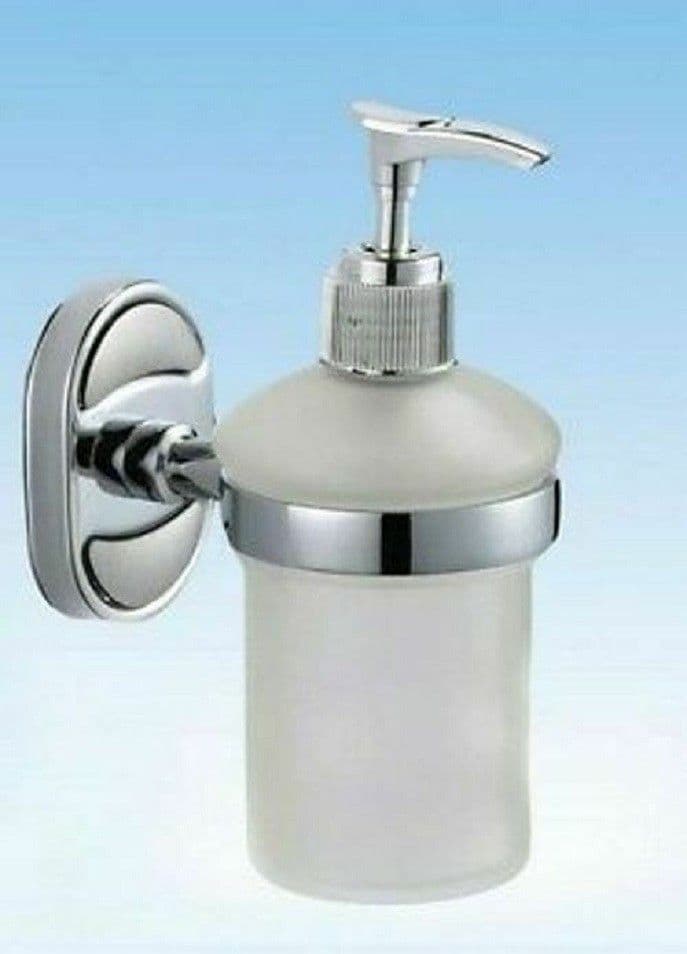 DISPENSER PORTA SAPONE LIQUIDO VETRO SATINATO FISSAGGIO PARETE BAGNO OVALE 52011 - 3