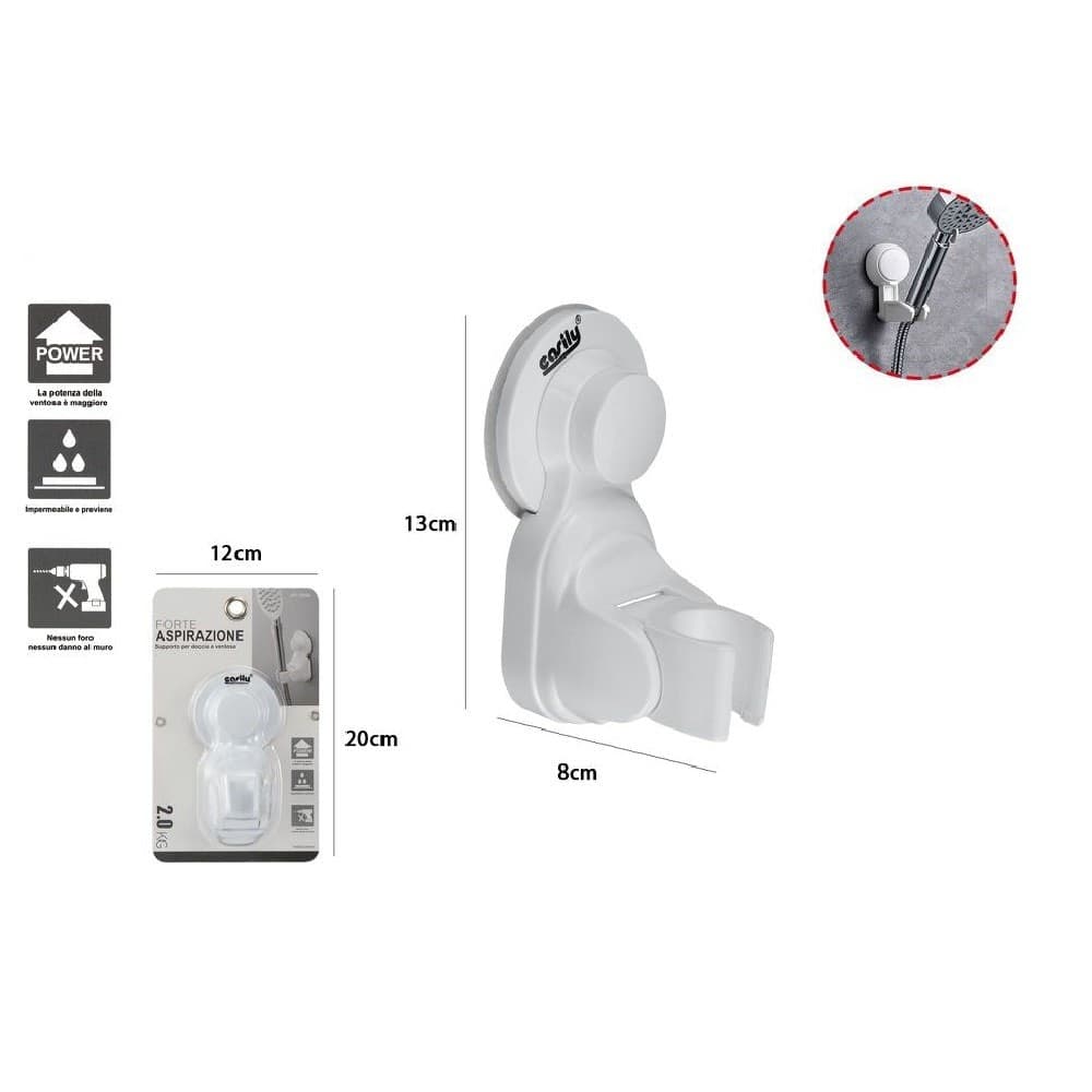 STAFFA SUPPORTO PARETE A VENTOSA PER BRACCETTO DOCCETTA SOFFIONE DOCCIA 59539 - 2
