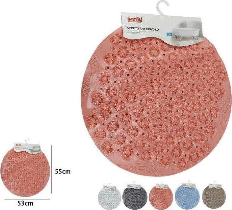 TAPPETO TAPPETINO IN PVC ROTONDO ANTISCIVOLO VASCA DA BAGNO DOCCIA 55X53CM 59635 - 2