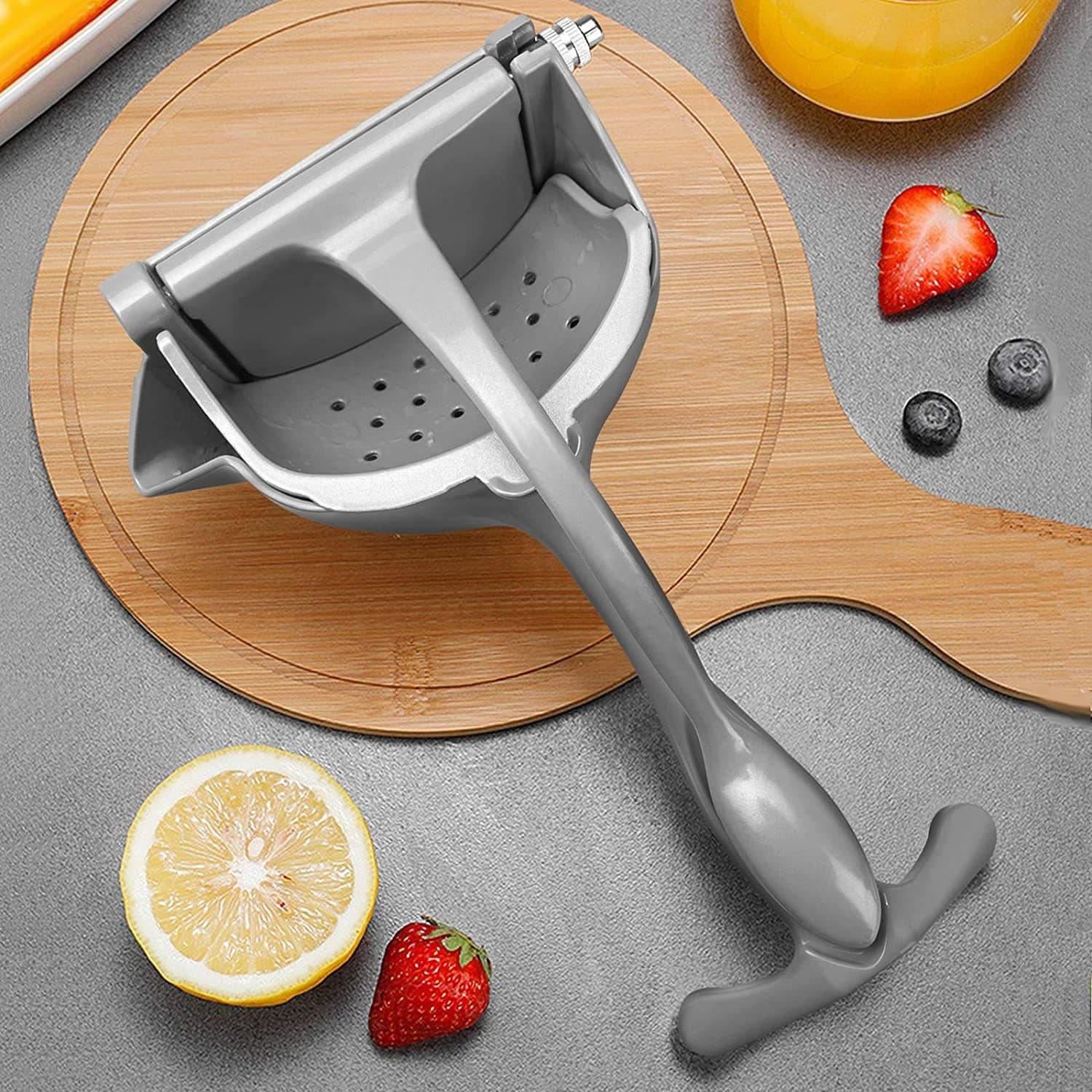 SPREMIAGRUMI MANUALE A LEVA IN ALLUMINIO CON CONTENITORE RACCOGLI SUCCO PREMUTA - 6