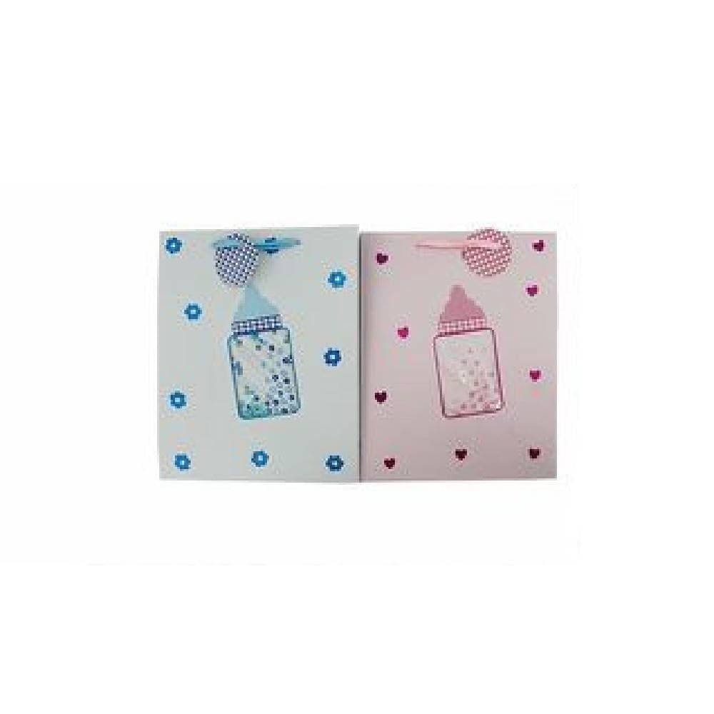 SET 3 BUSTE DA REGALO 26X32X12CM FANTASIA BIBERON MASCHIO FEMMINA NASCITA 65913 - 2