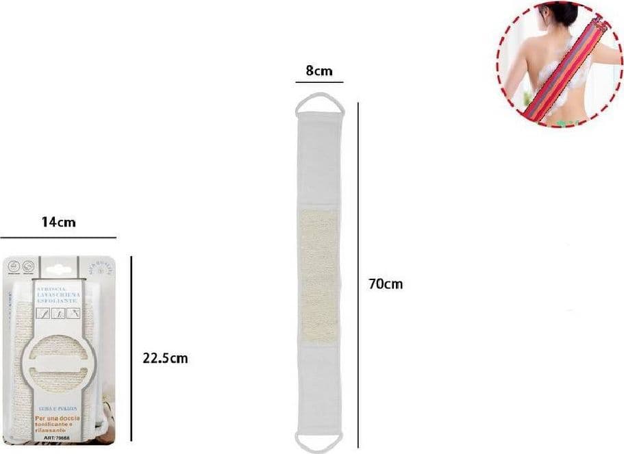 FASCIA SPUGNA LAVASCHIENA ESFOLIANTE BAGNO DOCCIA STRISCIA LAVARE SCHIENA 79666 - 2