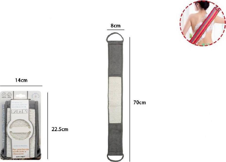 FASCIA STRISCIA SPUGNA LAVASCHIENA ESFOLIANTE BAGNO DOCCIA LAVARE SCHIENA 79671 - 2