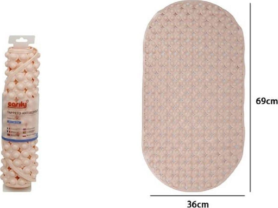 TAPPETO TAPPETINO PVC OVALE ANTISCIVOLO VASCA DA BAGNO DOCCIA 69X36CM 79745 ROSA - 2