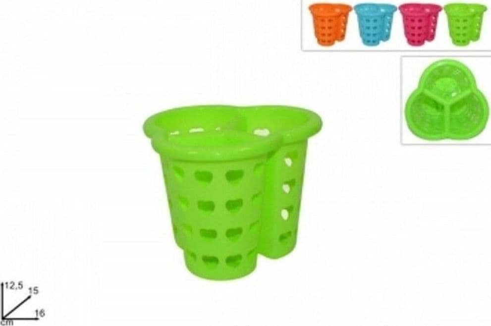CESTINO SCOLAPOSATE SCOLA PORTA POSATE CUCINA PLASTICA COLORATO CUORI 3 SCOMPARTI - 2