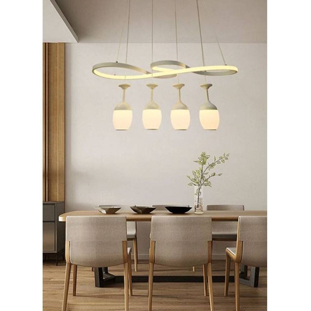 LAMPADARIO A LED CURVE BIANCO 4 PUNTI LUCE 68 WATT LUCE 3000K 4000K 6500K LP-24B - 7