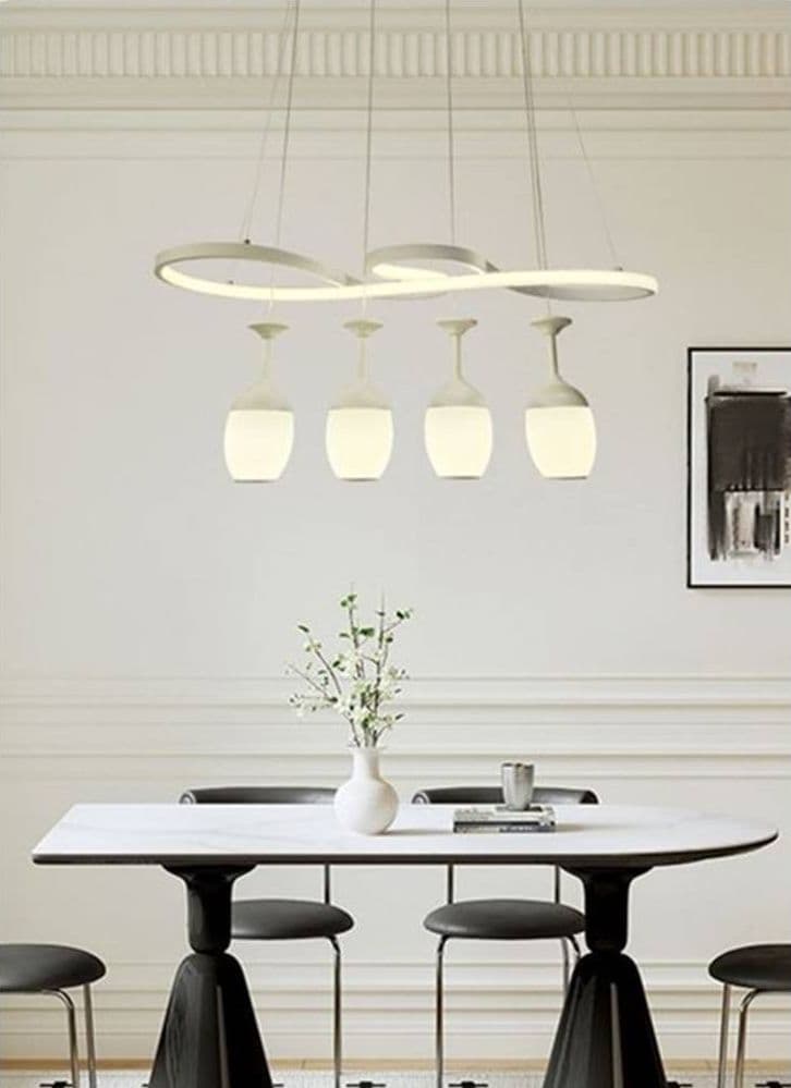 LAMPADARIO A LED CURVE BIANCO 4 PUNTI LUCE 68 WATT LUCE 3000K 4000K 6500K LP-24B – Bianco Naturale – TrAdE Shop Traesio –