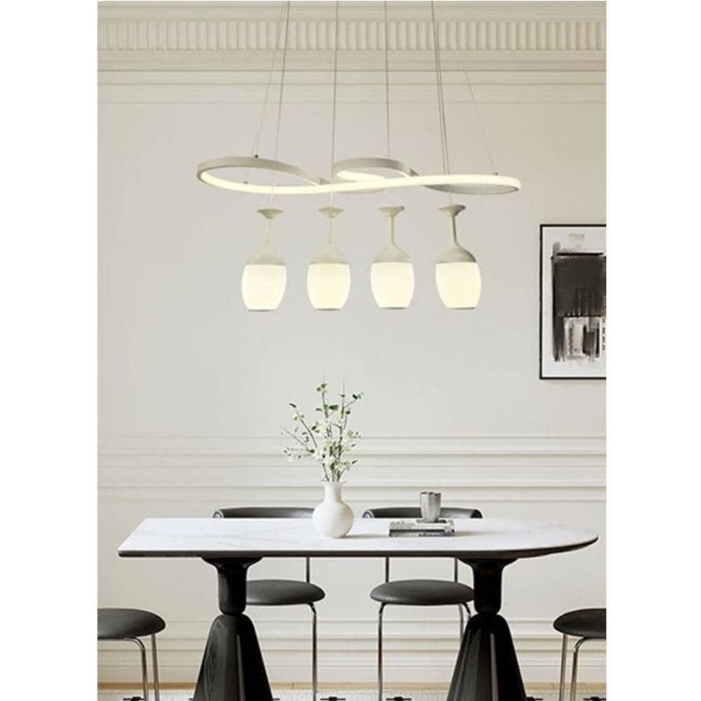 LAMPADARIO A LED CURVE BIANCO 4 PUNTI LUCE 68 WATT LUCE 3000K 4000K 6500K LP-24B - 9