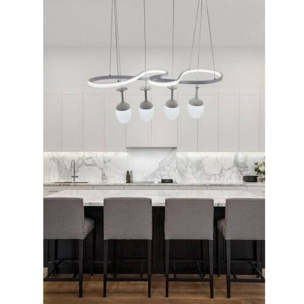 LAMPADARIO A LED CURVE BIANCO 4 PUNTI LUCE 68 WATT LUCE 3000K 4000K 6500K LP-24B - 8