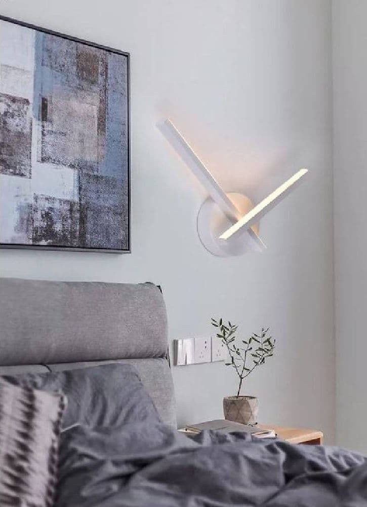 APPLIQUE LED PARETE 6 W 2 BRACCI INCROCIATI MODERNO LUCE 3000K 4000K 6500K E67-B - 4