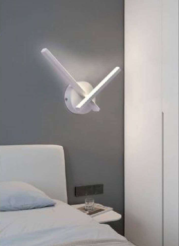APPLIQUE LED PARETE 6 W 2 BRACCI INCROCIATI MODERNO LUCE 3000K 4000K 6500K E67-B - 5