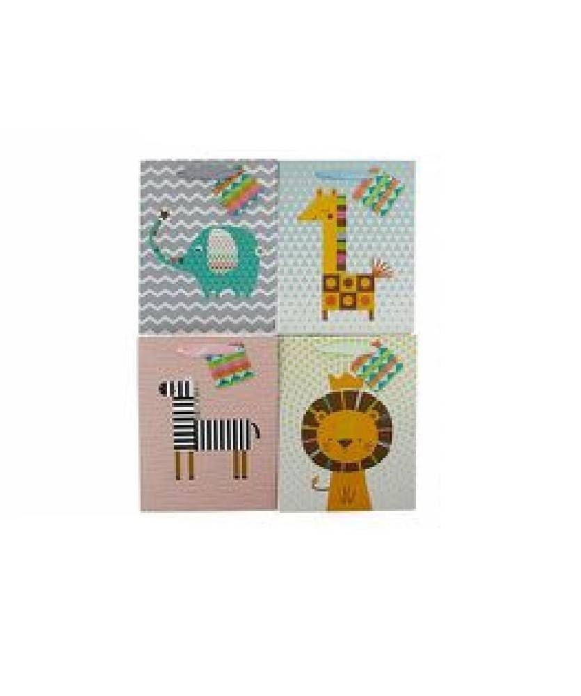 SET 3 BUSTE BORSA DA REGALO SACCHETTI CON ANIMALI 18X23X10 CM 65903 MODELLI VARI - 3